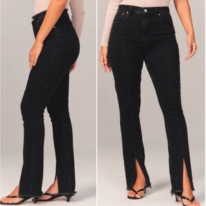 A&F Abercrombie & Fitch Black The Skinny High Rise Split Slit Jeans 25 Size 0 R